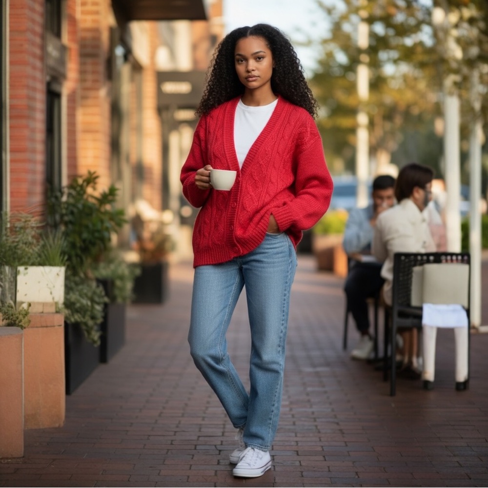 Vintage LAURICE  Mohair Blend Sweater Cardigan in Raspberry Size Small